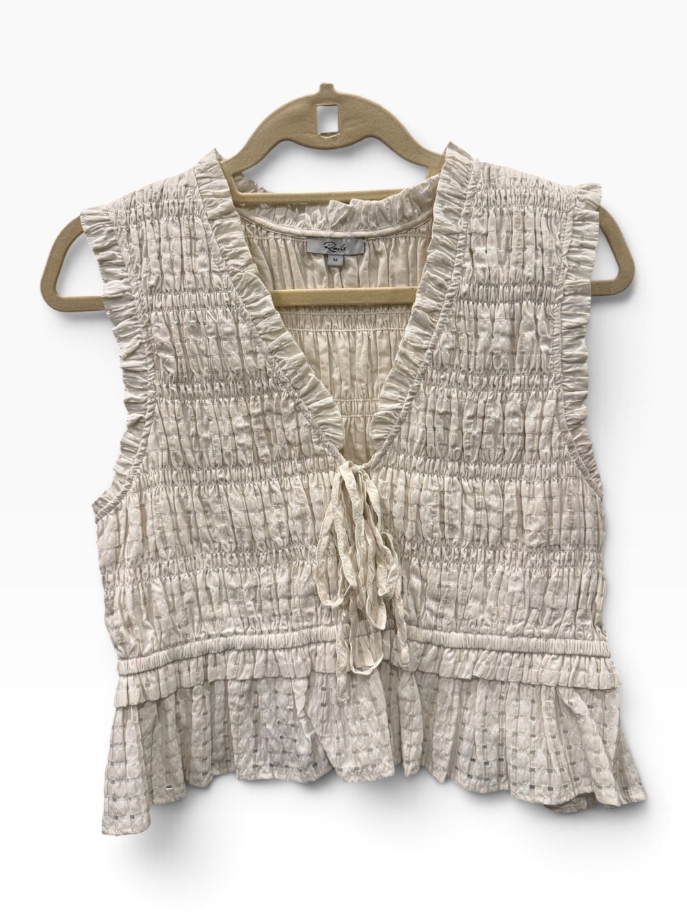 Rails Cream Smocked Tie-Front Camisole